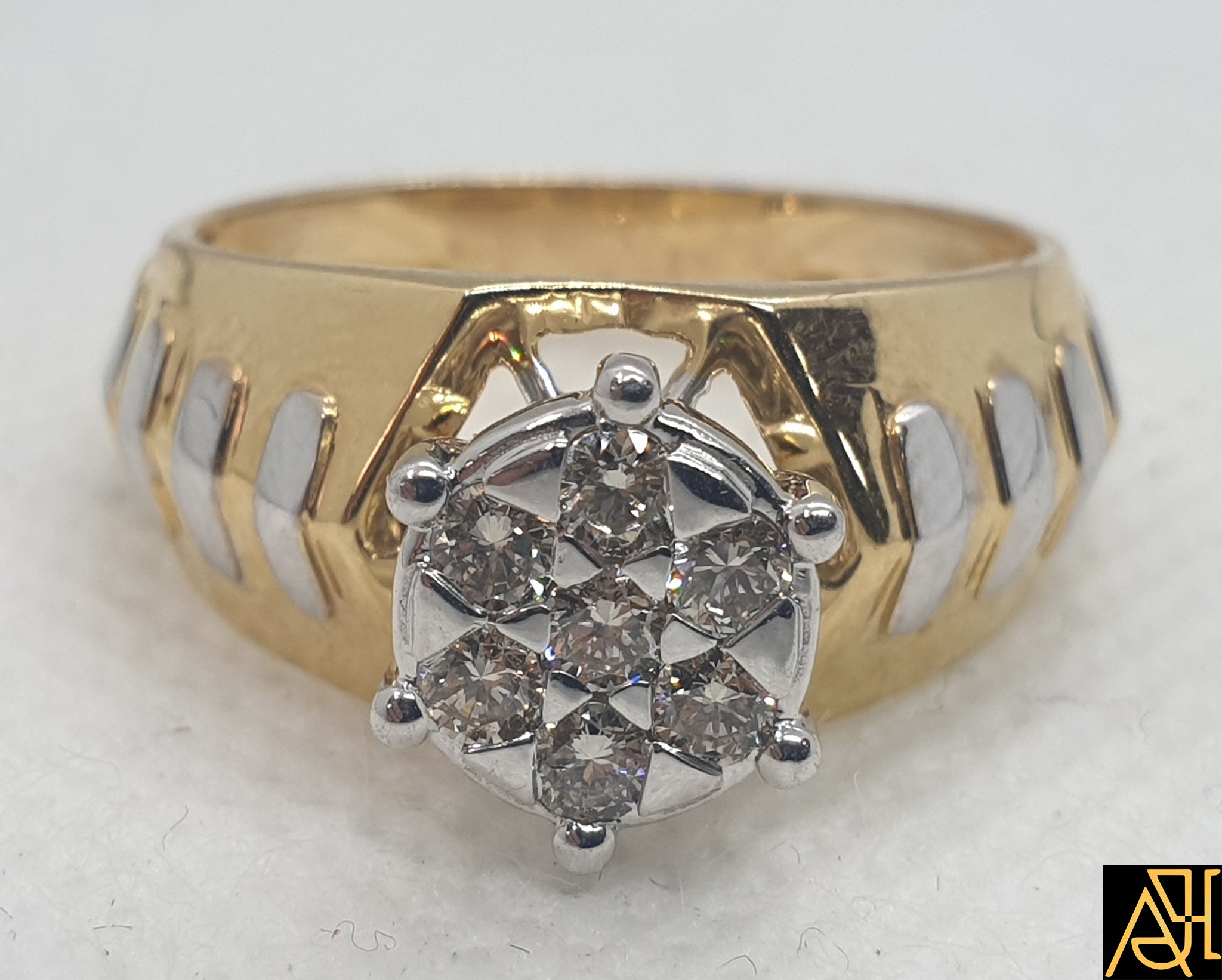 Two Tone Gold Men's Vintage Diamond Ring