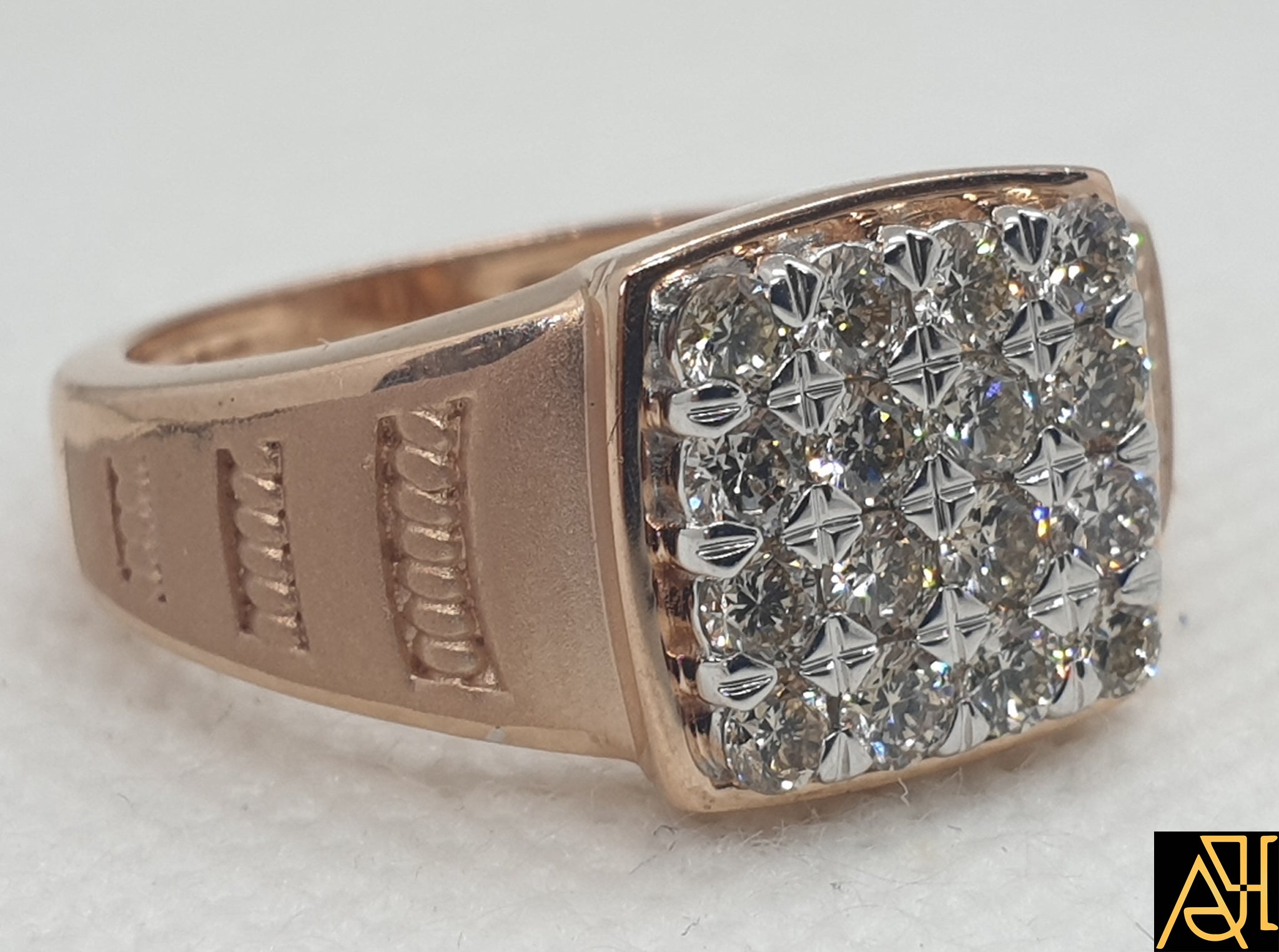 14k Yellow Gold Men's Triple Diamond Ring – The Parisian Flea
