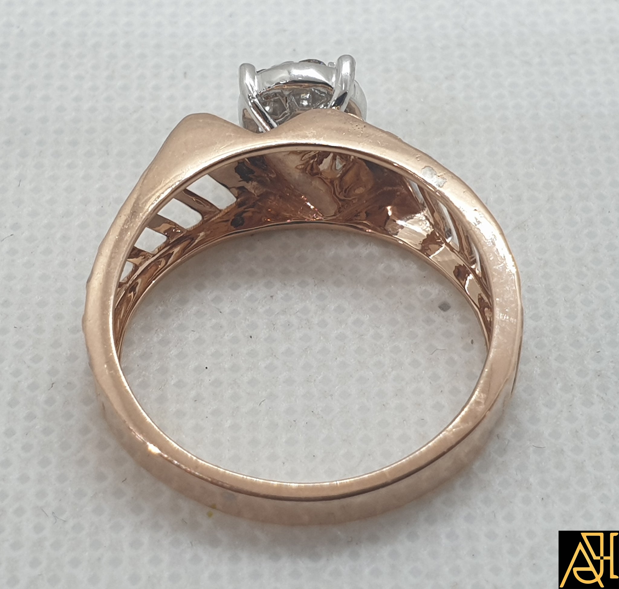 Single Diamond V Chevron Ring - Abhika Jewels
