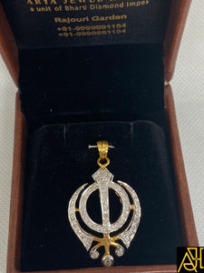 Khanda Religious Diamond Pendant